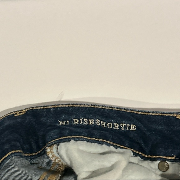 American Eagle Denim Shorts Womens 8 - Hi Rise Shortie Floral Dark Wash Ripped - Picture 5 of 14